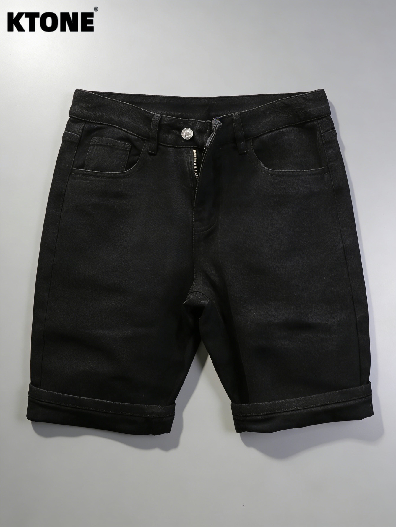Men'S Accessories For Jeans - Czarne, obcisłe dżinsowe szorty męskie w