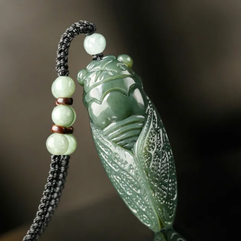 Men Accessories Hand - Naturalny Hetian Jade cykada wisiorek naszyjnik
