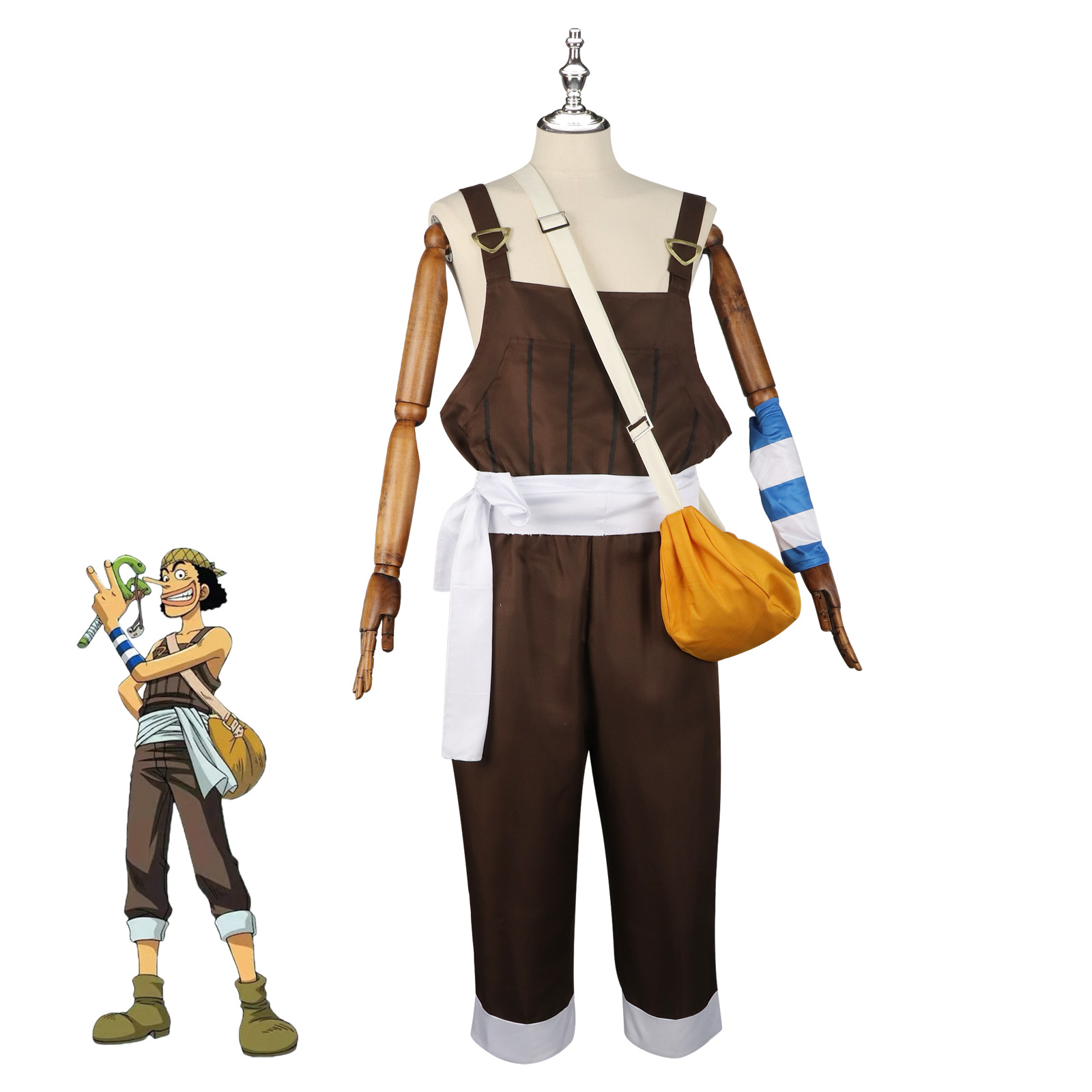 Men Accessories For Suit - Anime UUsopp Strój Cosplay Brązowe Kombinezony