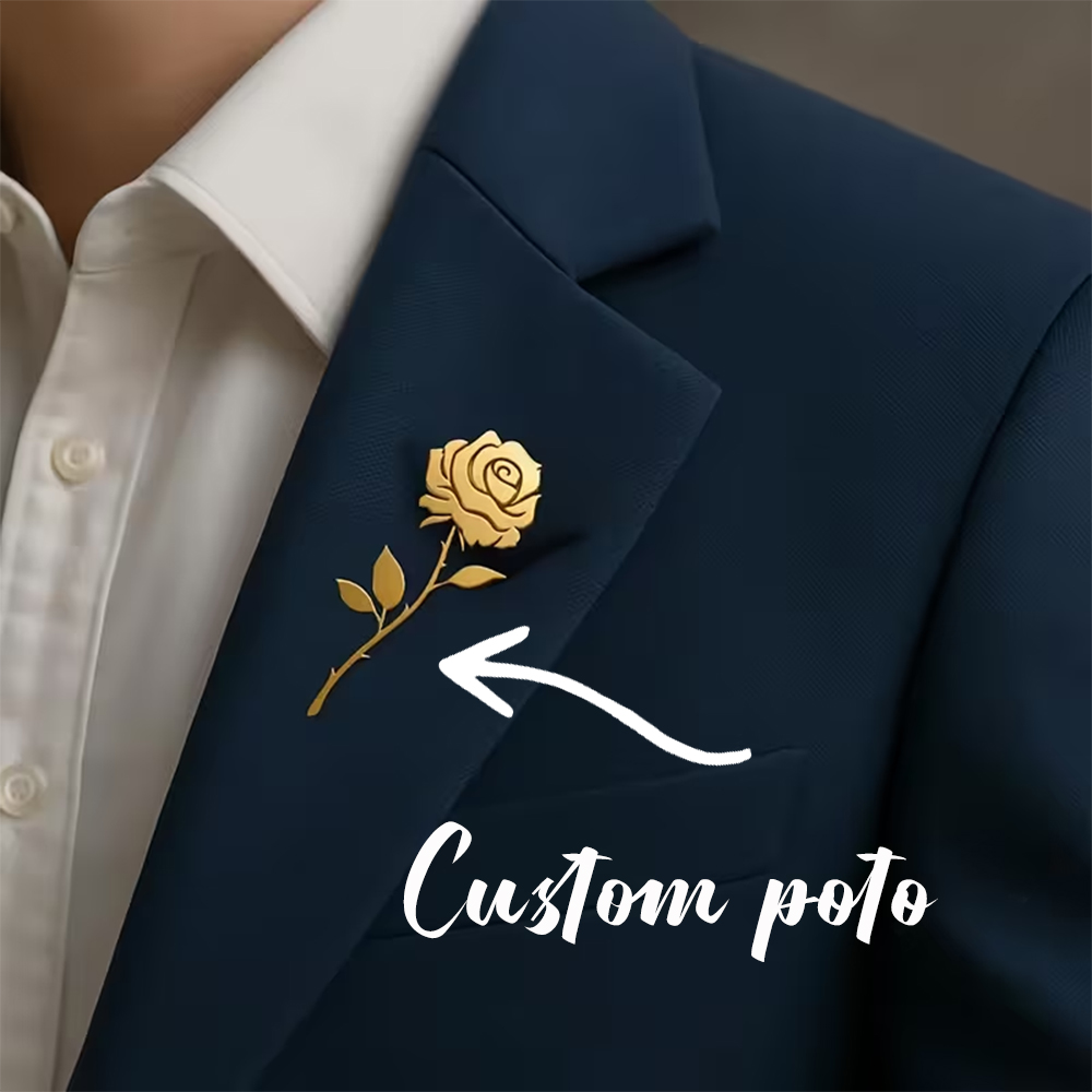 Men Accessories Photos - Spersonalizowana broszka w kształcie róży dla