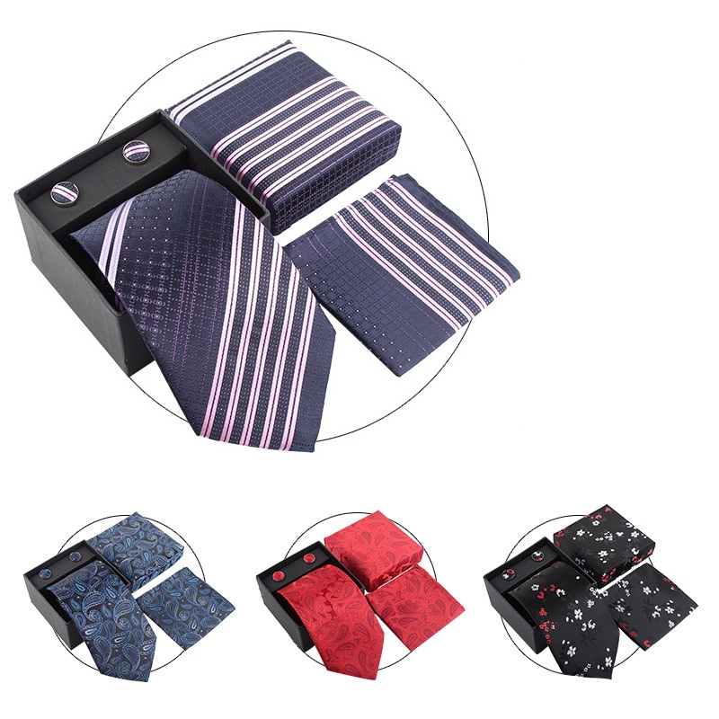 Neck Tie Set Box - Zestawy krawatów męskich, krawaty ślubne, klipsy,