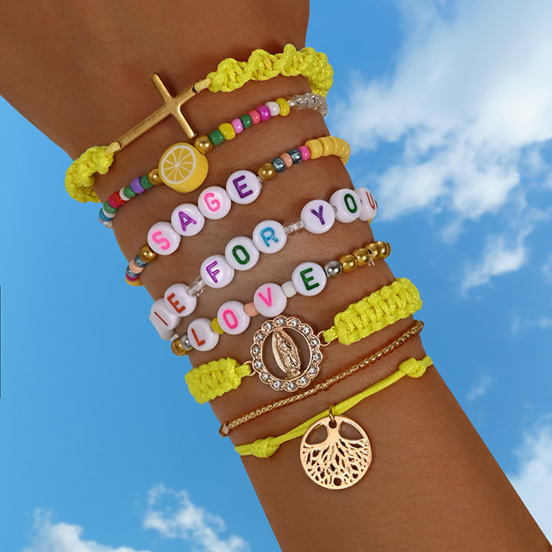 Men'S Accessories Jewelry Sale - Czeska żółta kreatywna bransoletka z wisiorkiem
