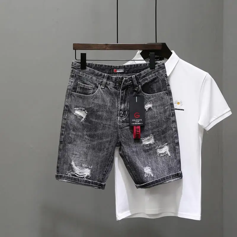 Men'S Accessories For Jeans - Męskie krótkie dżinsy Spodnie Czarne Szare