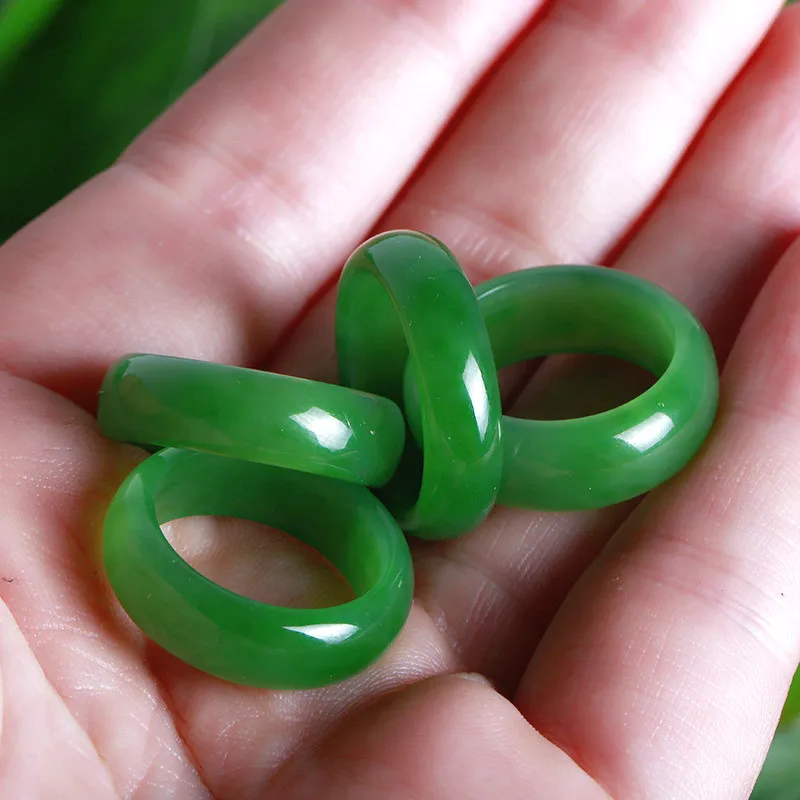 Men Accessories Hand - Naturalna zieleń Hetian Jade pierścień chiński